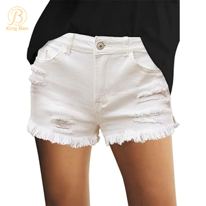 OEM ODM Estilo casual Jeans de mezclilla Pantalones cortos para damas Llanura Simple Material de primera calidad Pantalones cortos de mezclilla Mujer Fábrica
