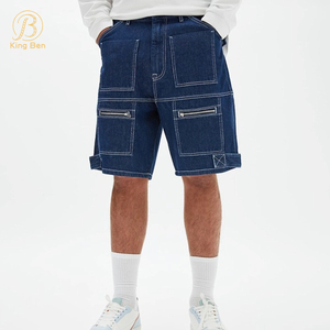Los pantalones cortos lavados ODM del dril de algodón del OEM del logotipo personalizado para los hombres forman los pantalones cortos de los vaqueros del dril de algodón de la mediados de cintura