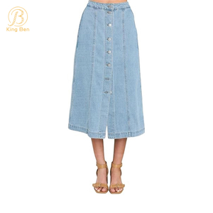 Bienvenido OEM ODM alta calidad Vintage Simple moda suelta cintura alta Jeans falda para mujeres fabrica