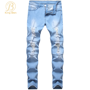 OEM ODM Diseño moderno Moda Nuevos jeans rasgados Jeans Hombres Denim