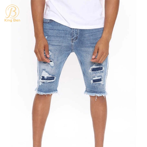 Bienvenido OEM ODM Mens Skinny Denim Fitness Jean Shorts precio al por mayor medio pantalón para hombres tiros personalizados hombre