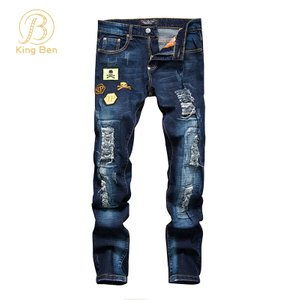OEM ODM Venta al por mayor Diseñadores Blue Jeans Hombres Ripped Skinny Stretch Denim Pants Slim Mens Jeans Nuevo estilo de moda Streetwear