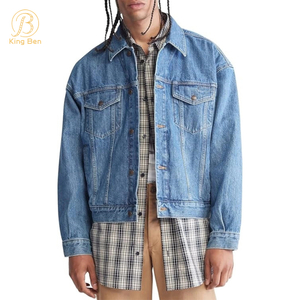 OEM ODM Venta caliente de los hombres chaqueta de mezclilla suelta casual personalizada de manga larga al por mayor transpirable hombres chaqueta de mezclilla Jeans fábrica