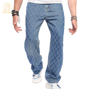 Bienvenido OEM ODM Jeans holgados rectos Hombres Streetwear Hip-hop Jeans de pierna ancha para hombres Jeans de mezclilla desgastados vintage descoloridos de alta calidad